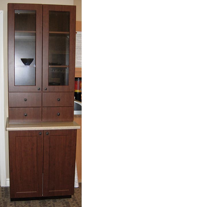 Hutch with brown wood finish